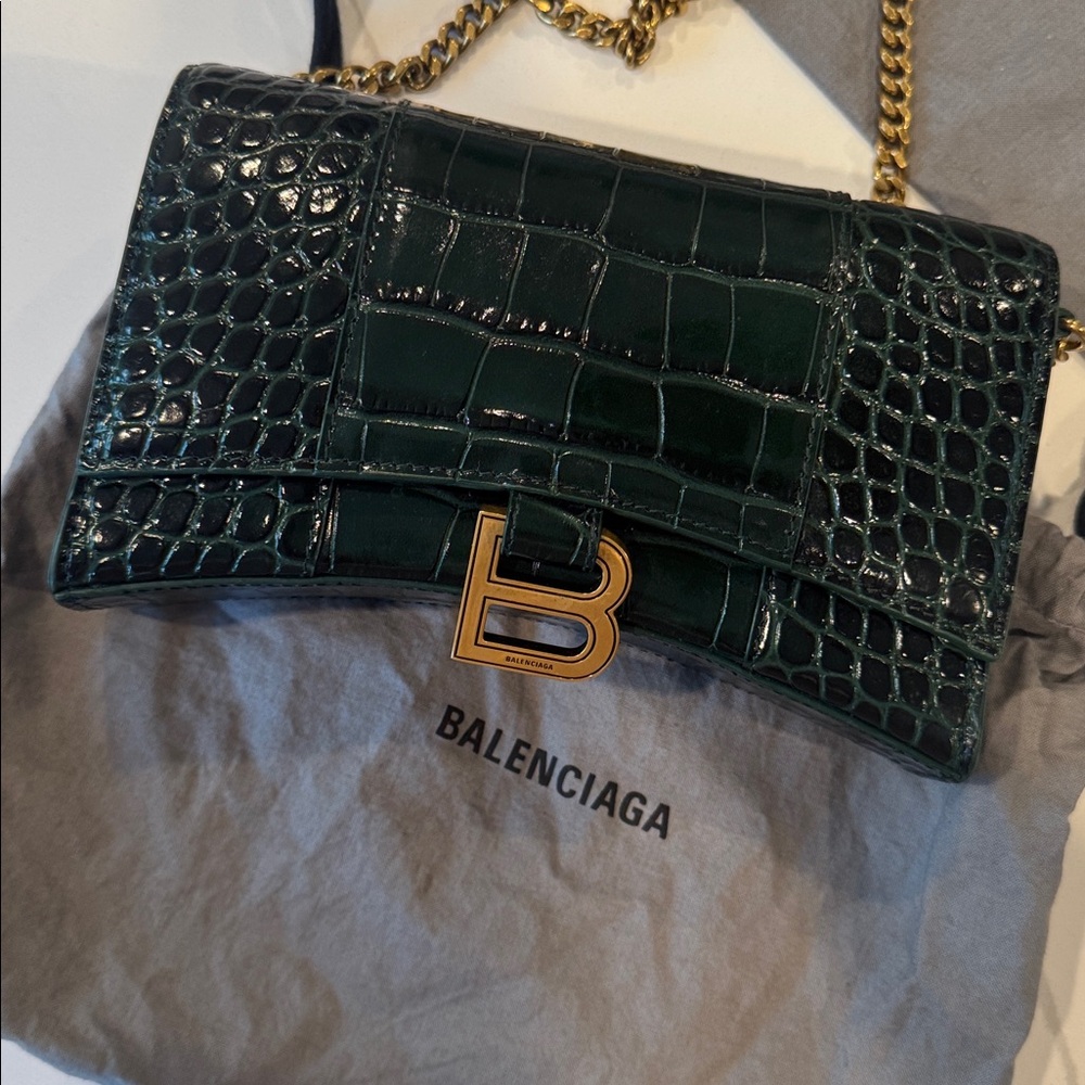 Balenciaga Green Crocodile wallet on chain - Picture 8 of 8